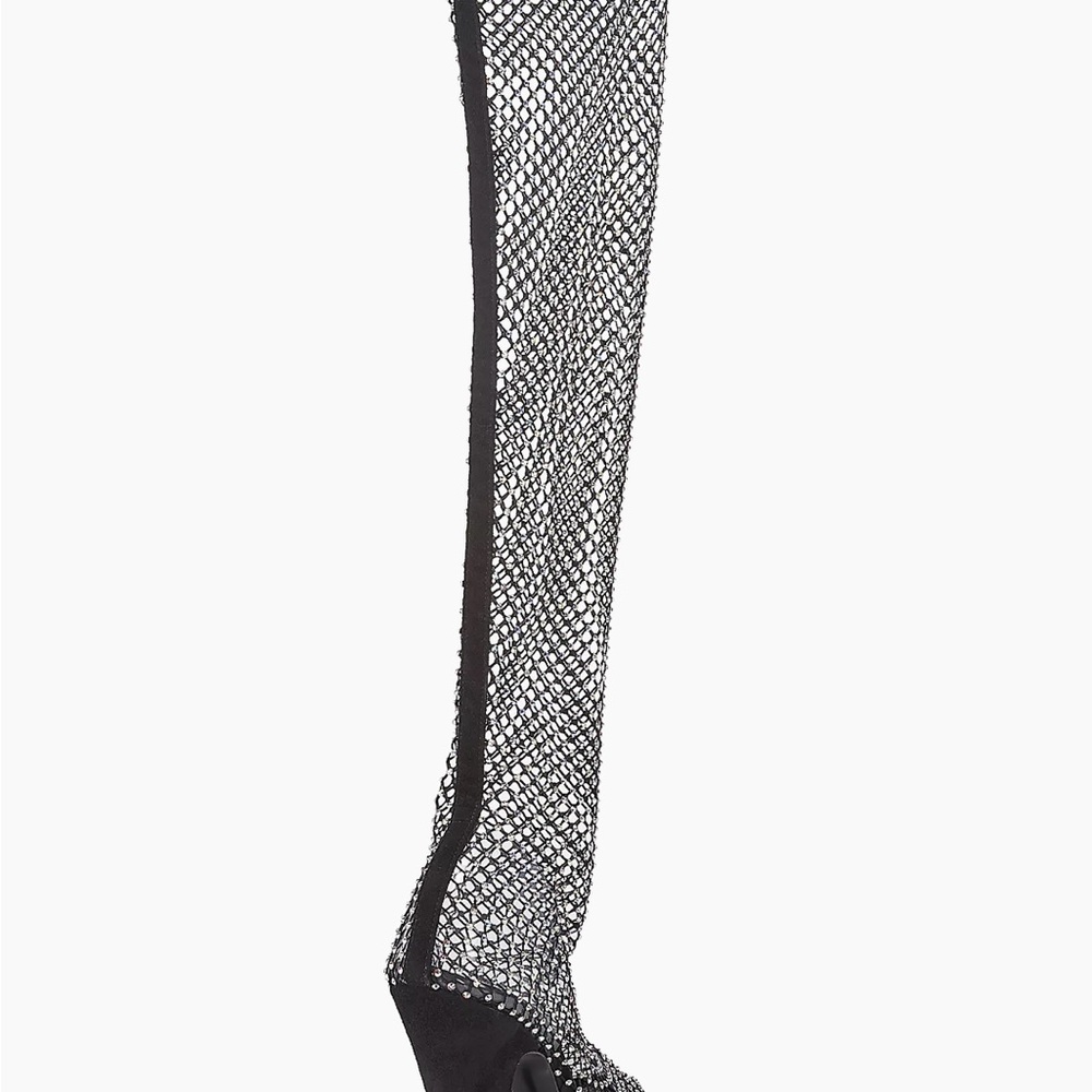 Saint Laurent Koller Crystal Rhinestone Sock Mesh Boots Size 37 - Picture 12 of 15